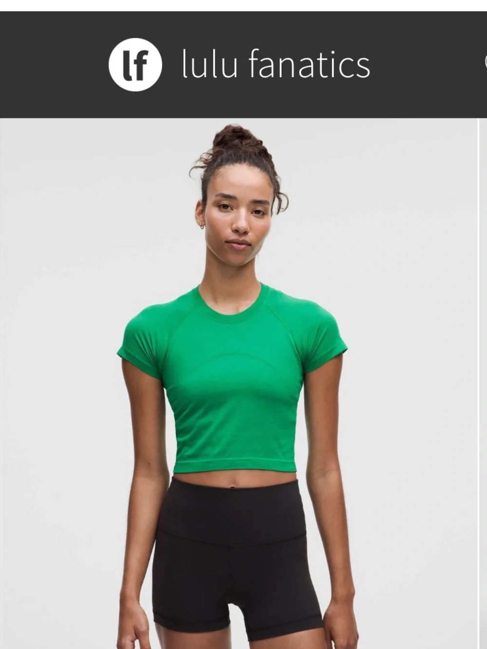 Lululemon Swiftly Tech Cropped Short-Sleeve Shirt 2.0 Sz 10 Raceway Green 1071